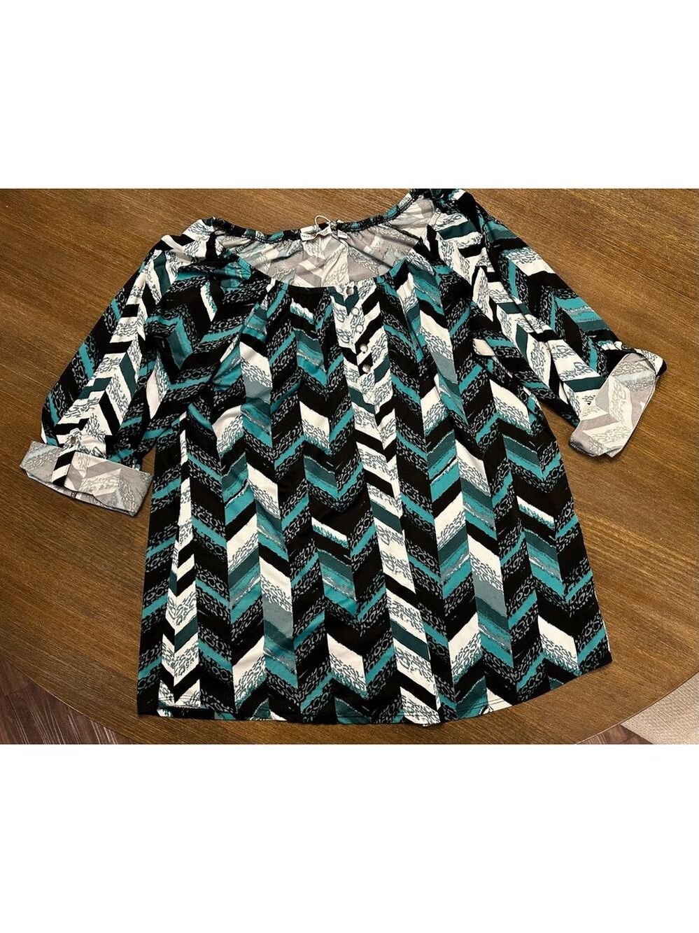 NOTATIONS WOMAN Tunic 1X Black Teal Chevron